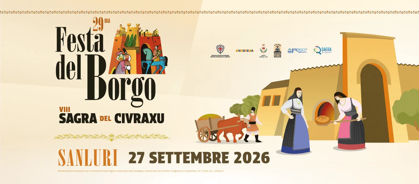 Festa del Borgo e Sagra del Civraxu: 27 settembre 2026 a Sanluri Festa del Borgo e Sagra del Civraxu: 27 settembre 2026 a Sanluri