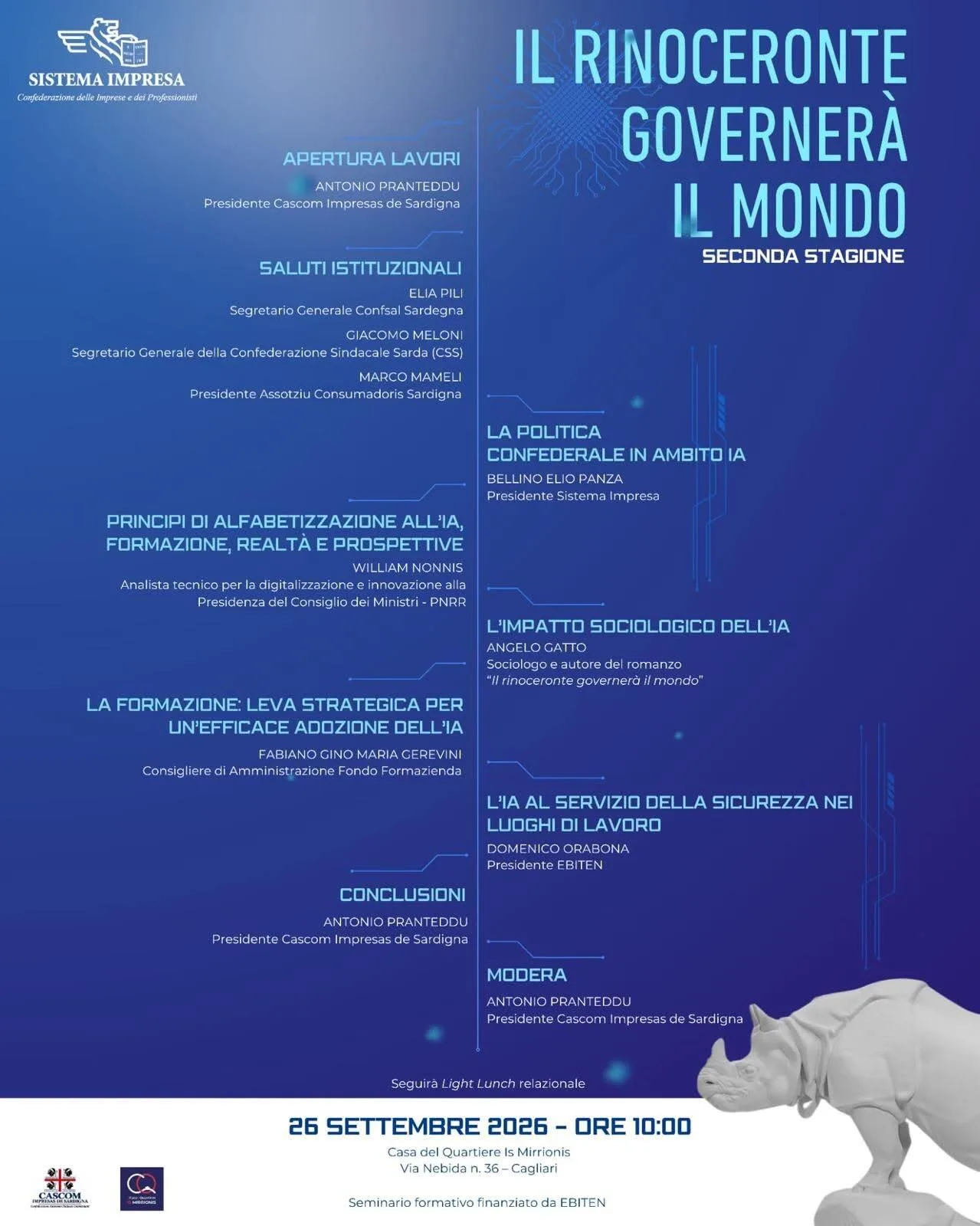 “Il RINOCERONTE GOVERNERA’ il MONDO” – II Stagione c/o “Casa del Quartiere Is Mirrionis” Cagliari a Cagliari