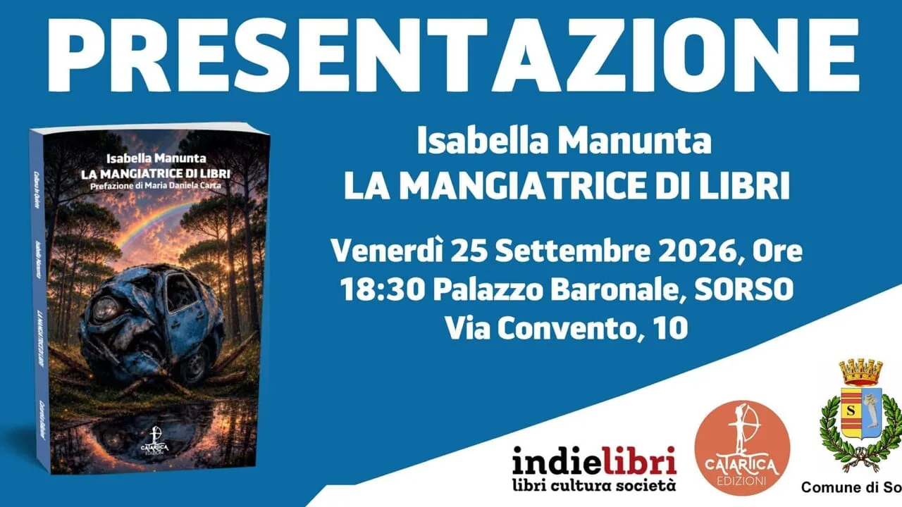 "La mangiatrice di libri": Isabella Manunta presenta il suo primo libro al Palazzo Baronale di Sorso a Sorso "La mangiatrice di libri": Isabella Manunta presenta il suo primo libro al Palazzo Baronale di Sorso a Sorso