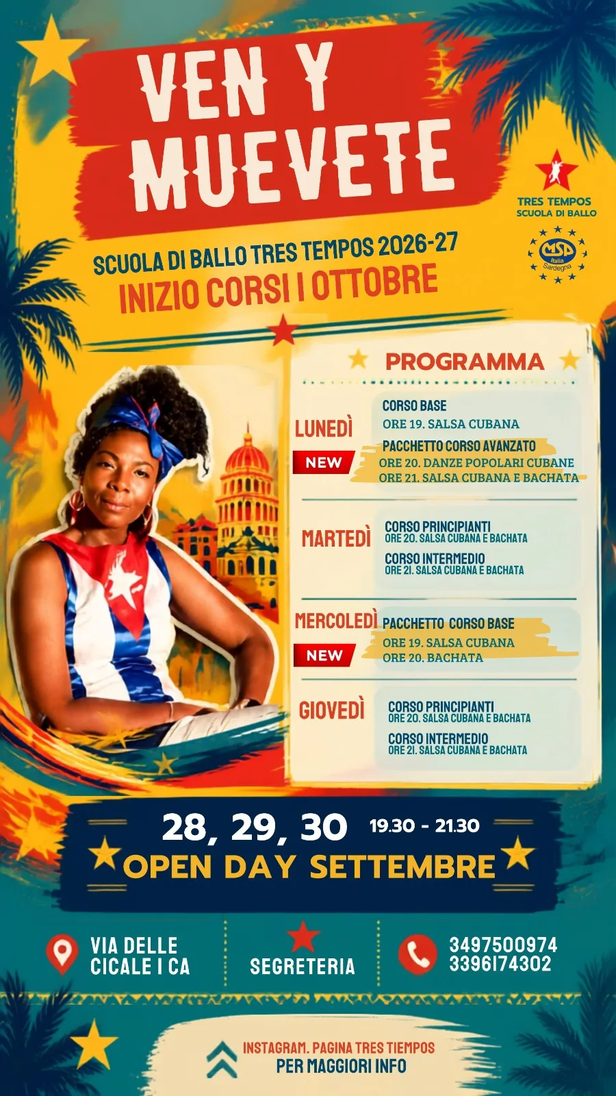 Salsa cubana e bachata – Tres Tiempos Cagliari, stagione 2026/27 a Cagliari Salsa cubana e bachata – Tres Tiempos Cagliari, stagione 2026/27 a Cagliari