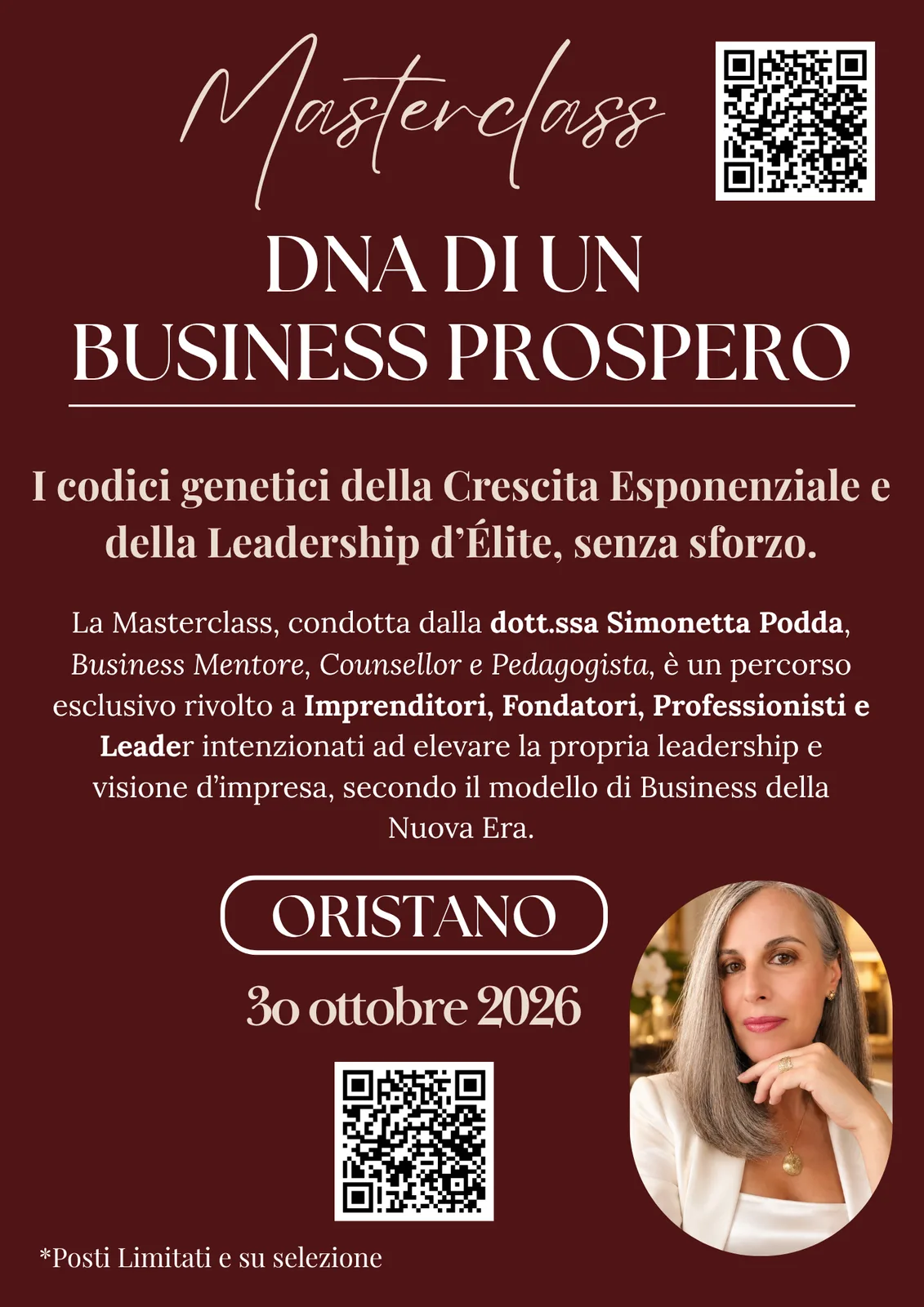MASTERCLASS per Imprenditori: “Dna di un Business Prospero, senza sforzo".